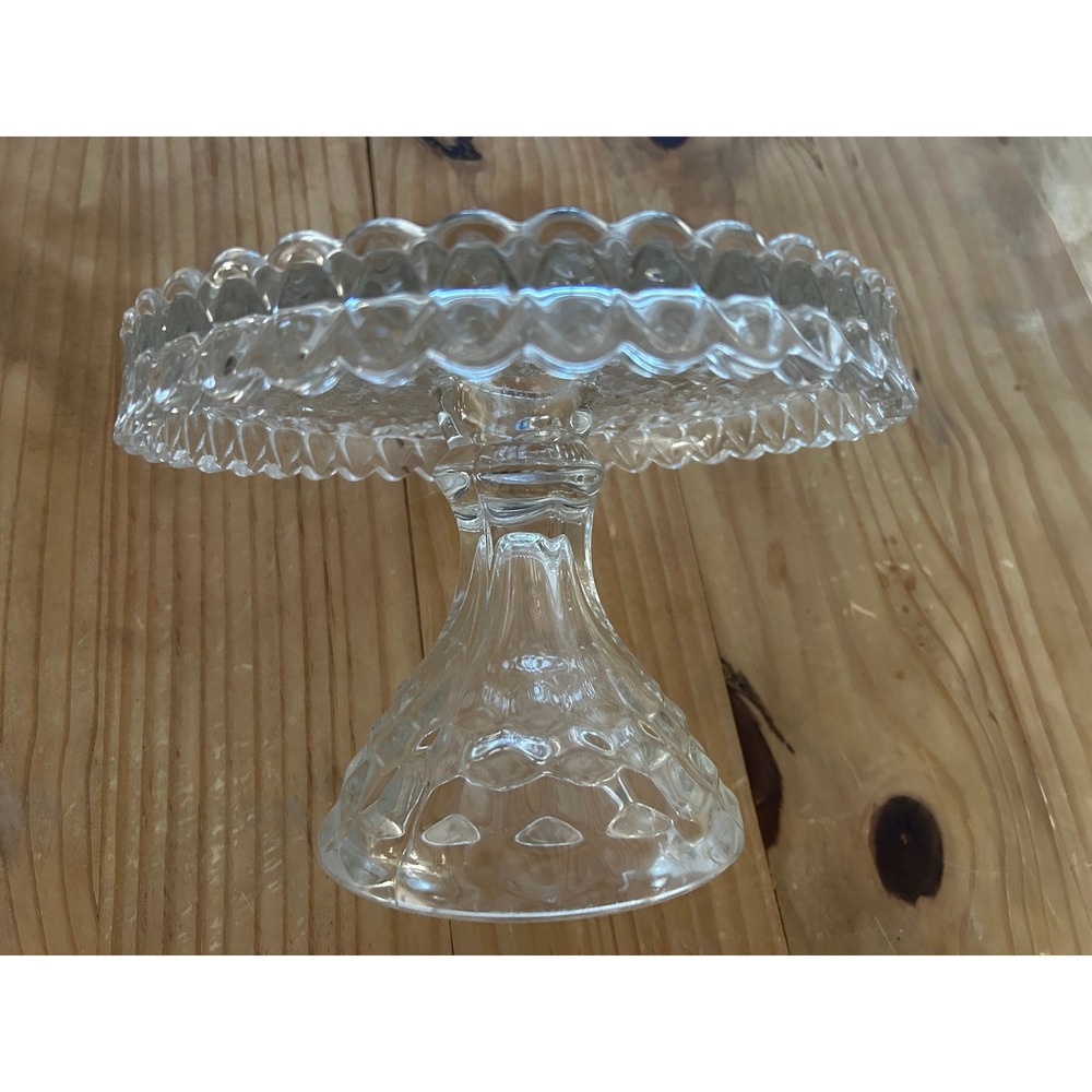 Vintage Fostoria American‎ Pattern Cake Stand Scalloped Edge - Picture 2 of 6